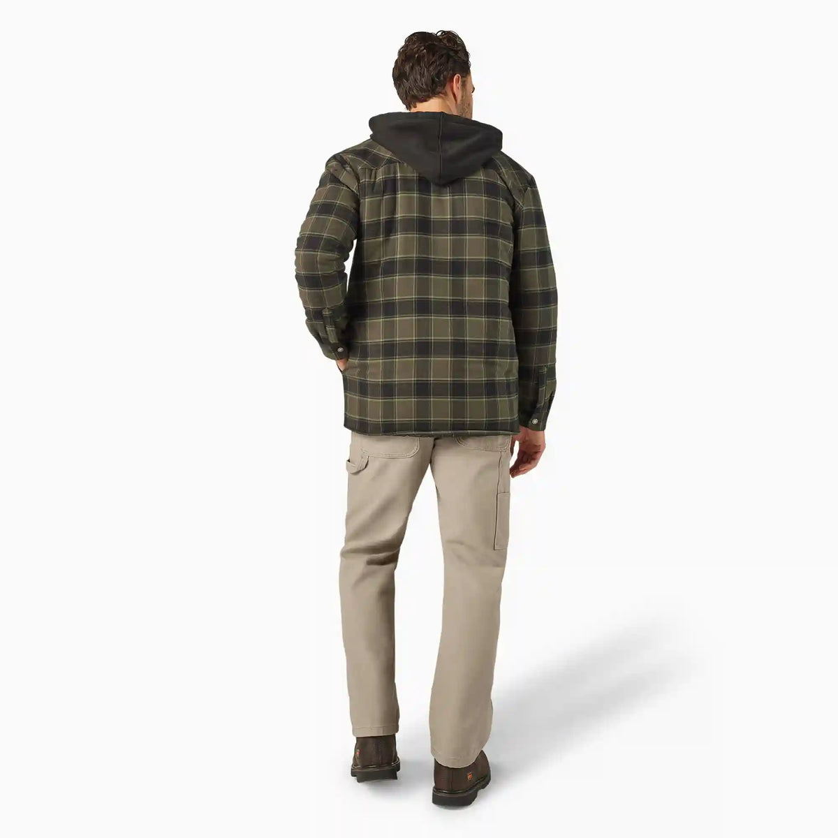 Water Repellent Flannel Hooded Shirt Jacket