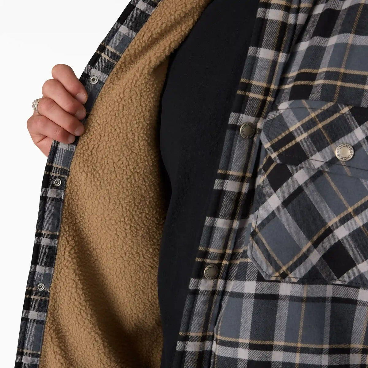 Water Repellent Fleece-Lined Flannel Shirt Jacket