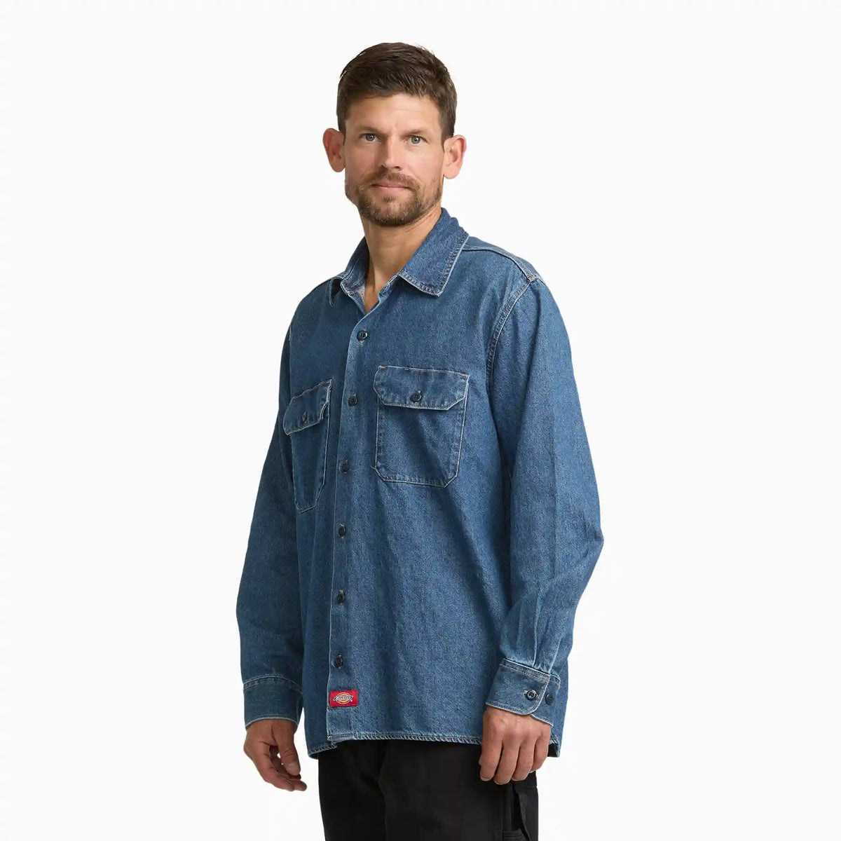 Relaxed Fit Denim Long Sleeve Shirt