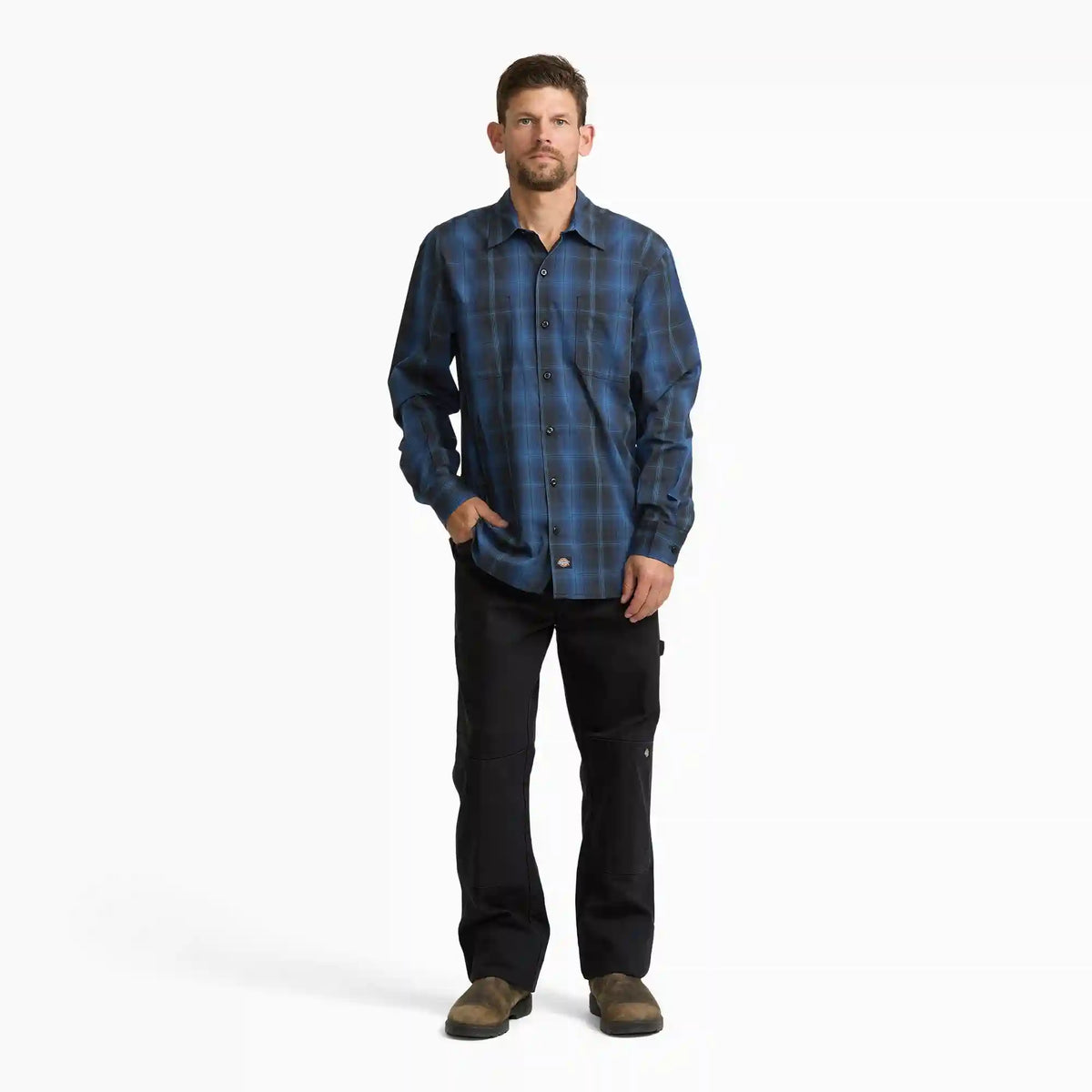 Long Sleeve Plaid Work Shirt
