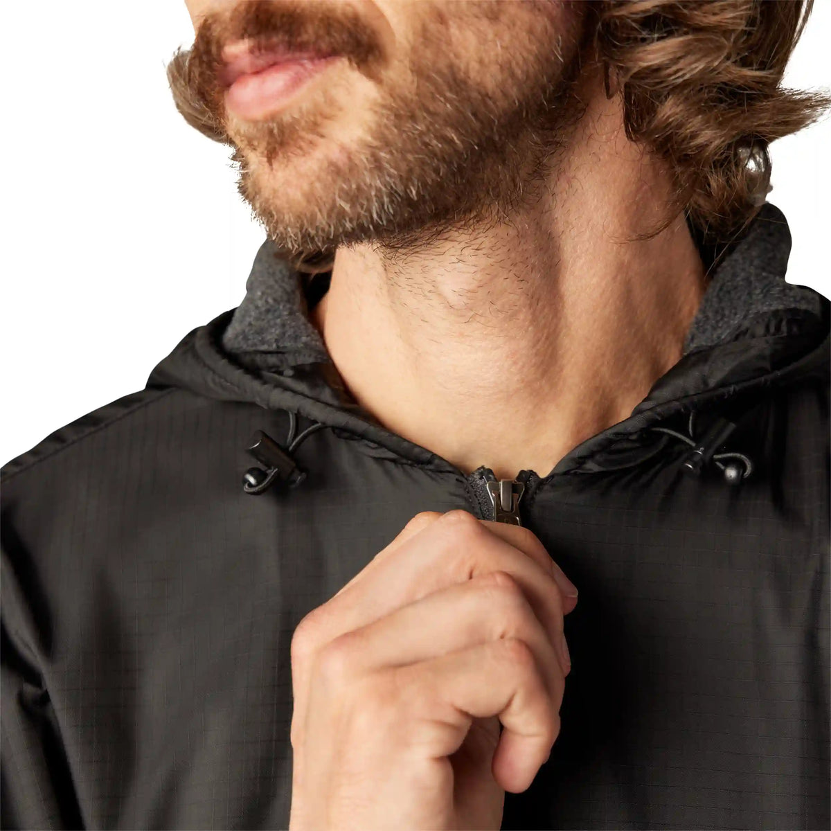 Fleece Lined Nylon Hooded Jacket