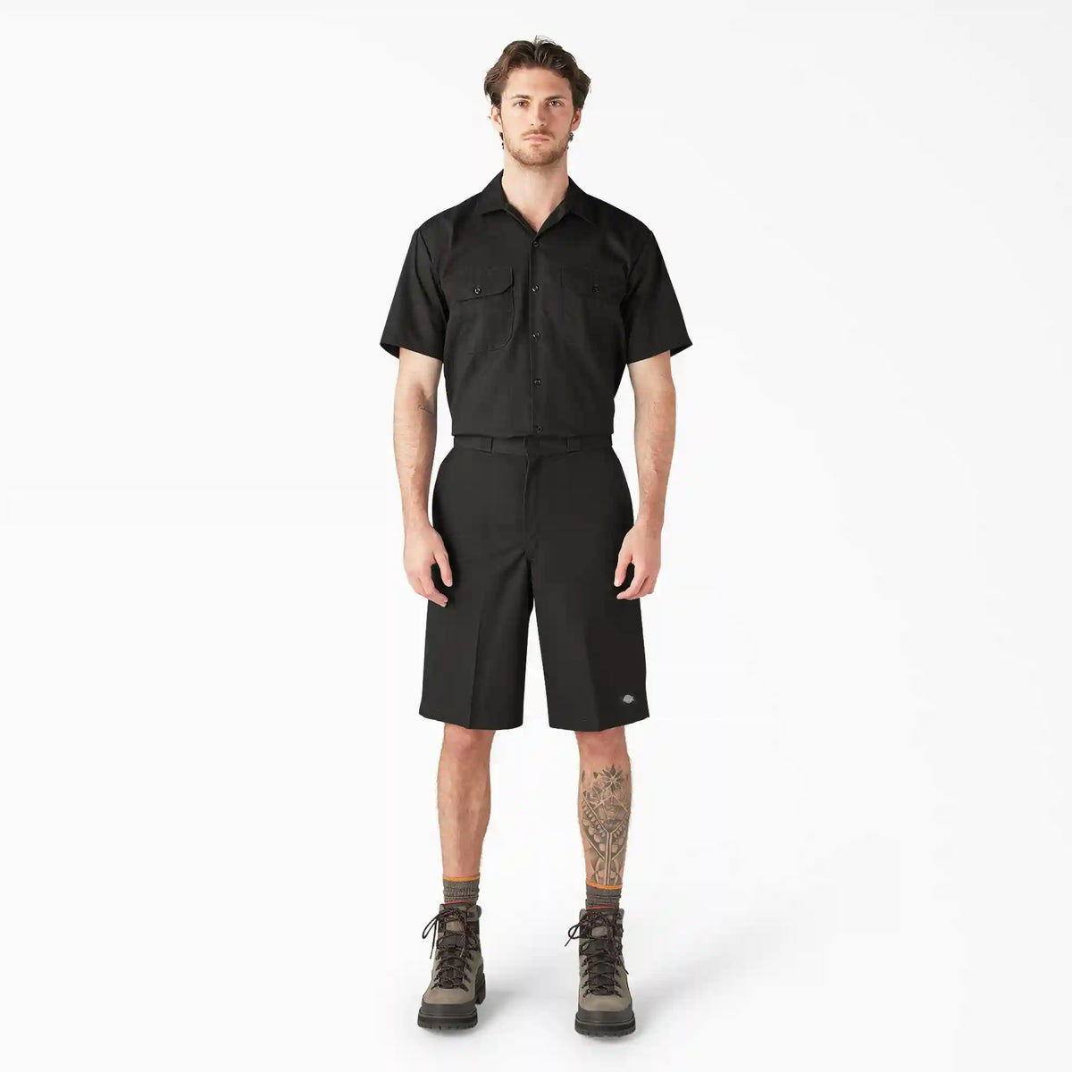 Loose Fit Flat Front Work Shorts, 13"