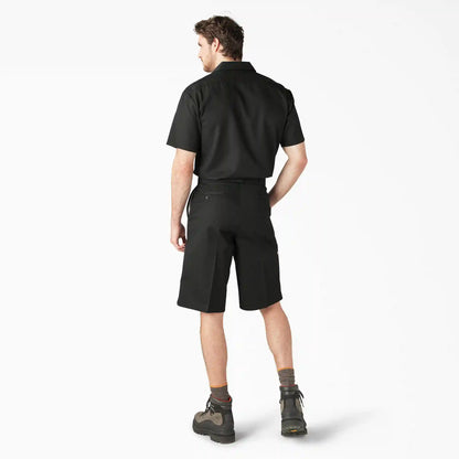 Loose Fit Flat Front Work Shorts, 13"