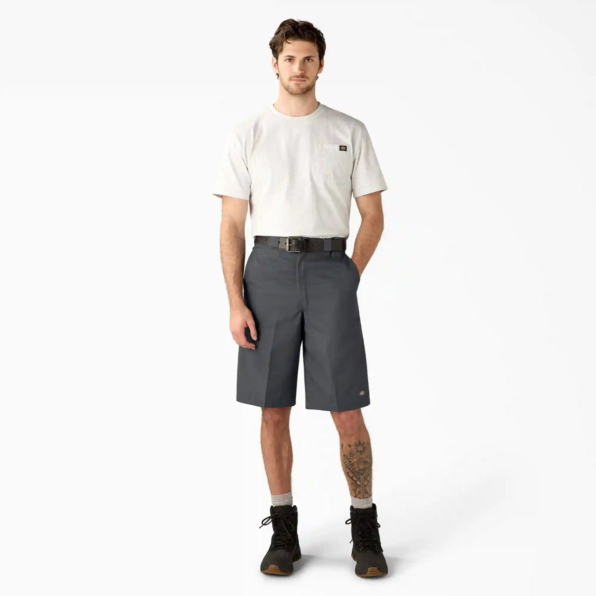 Loose Fit Flat Front Work Shorts, 13"