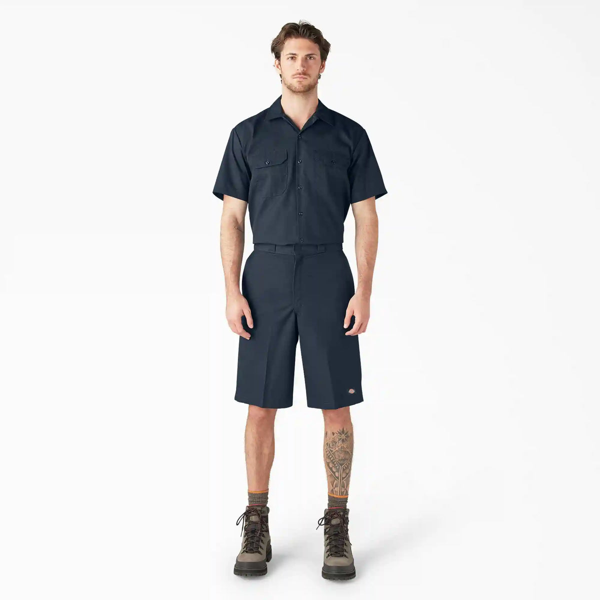 Loose Fit Flat Front Work Shorts, 13"