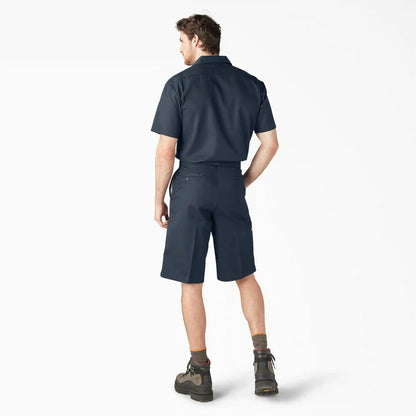 Loose Fit Flat Front Work Shorts, 13"
