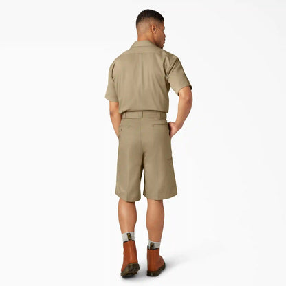 Loose Fit Flat Front Work Shorts, 13"