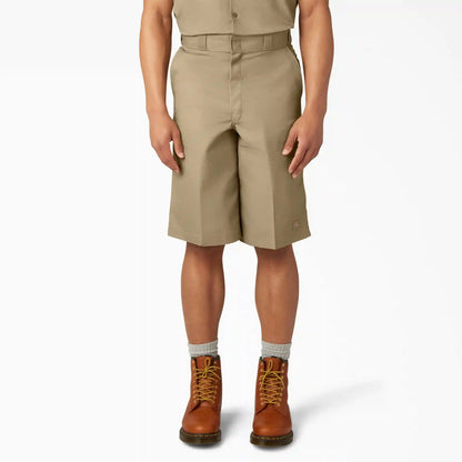 Loose Fit Flat Front Work Shorts, 13"