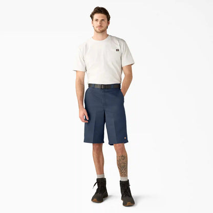 Loose Fit Flat Front Work Shorts, 13"