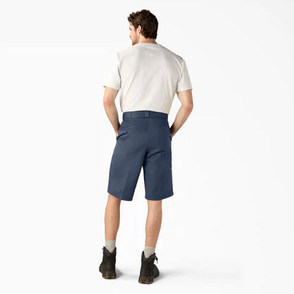 Loose Fit Flat Front Work Shorts, 13"