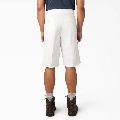 Loose Fit Flat Front Work Shorts, 13"