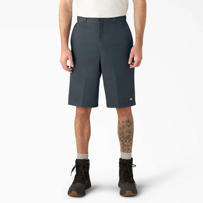 Loose Fit Flat Front Work Shorts, 13"