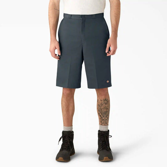 Loose Fit Flat Front Work Shorts, 13"