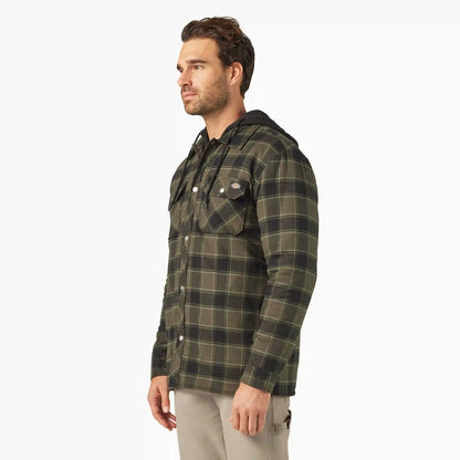 Water Repellent Flannel Hooded Shirt Jacket