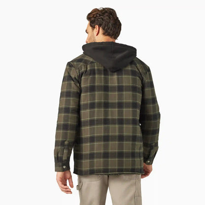 Water Repellent Flannel Hooded Shirt Jacket