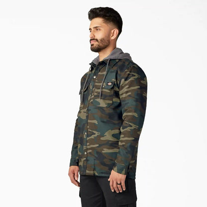 Water Repellent Duck Hooded Shirt Jacket