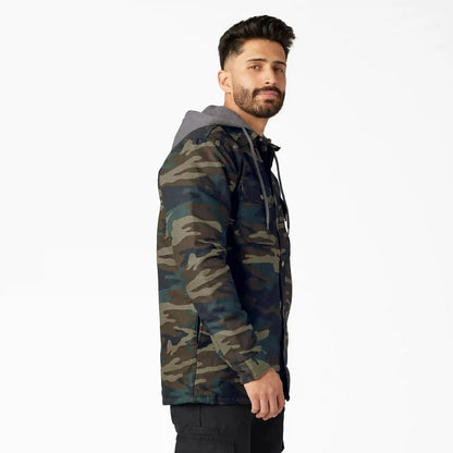Water Repellent Duck Hooded Shirt Jacket