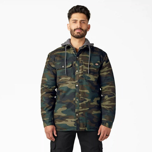 Water Repellent Duck Hooded Shirt Jacket