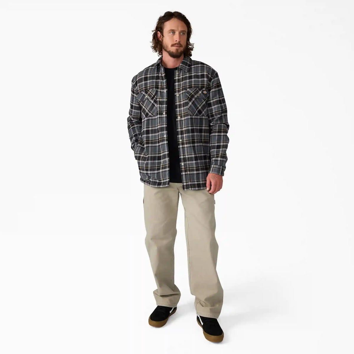Water Repellent Fleece-Lined Flannel Shirt Jacket
