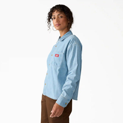 Women's Lightweight Long Sleeve Denim Shirt