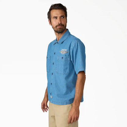 Dickies x Harley-Davidson® Boxy Fit Chambray Embroidered Work Shirt
