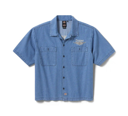 Dickies x Harley-Davidson® Boxy Fit Chambray Embroidered Work Shirt