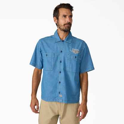 Dickies x Harley-Davidson® Boxy Fit Chambray Embroidered Work Shirt