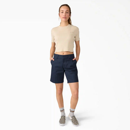 Women's Super Flex Flat Front Shorts, 9"