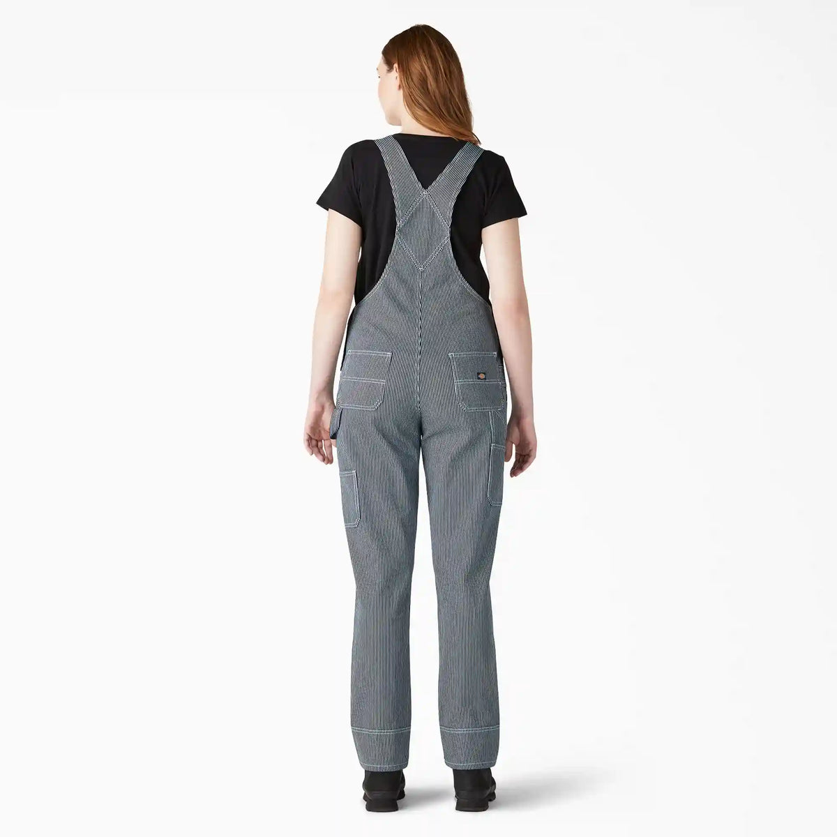 Women's Hickory Stripe Boyfriend Fit Bib Overalls