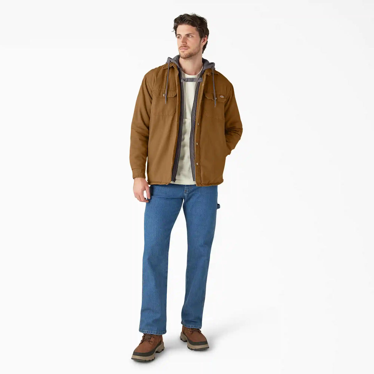 Water Repellent Duck Hooded Shirt Jacket