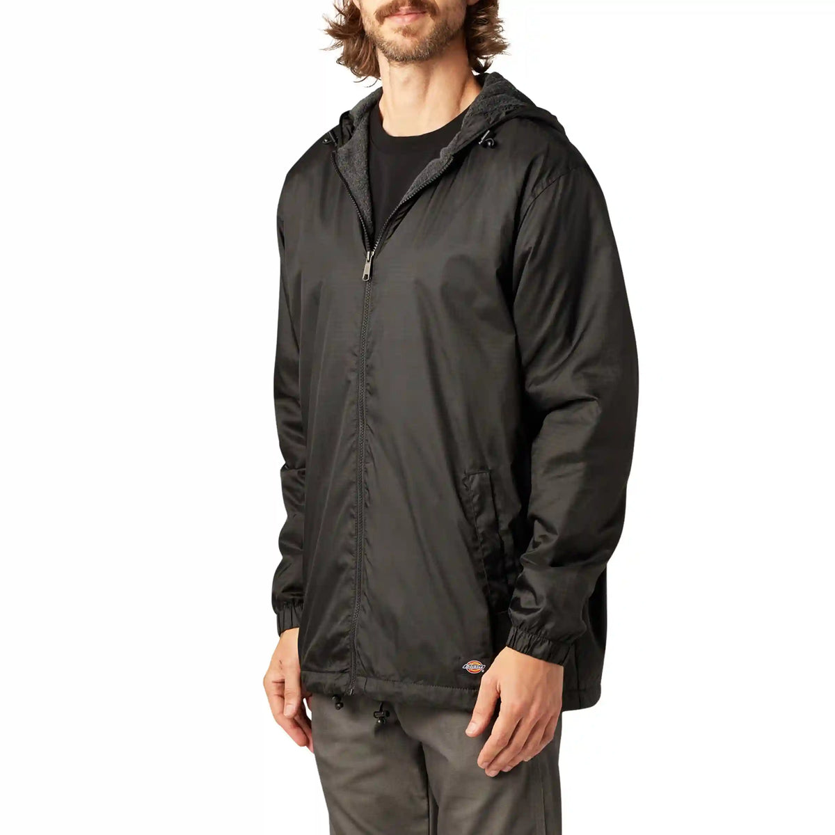 Fleece Lined Nylon Hooded Jacket